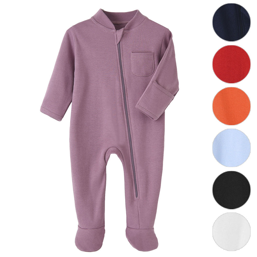 Zipper in Oat baby newborn Romper