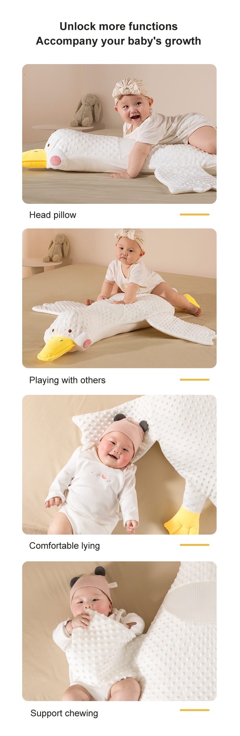 Big white goose baby exhaust pillow newborn airplane pillow soothe baby to sleep