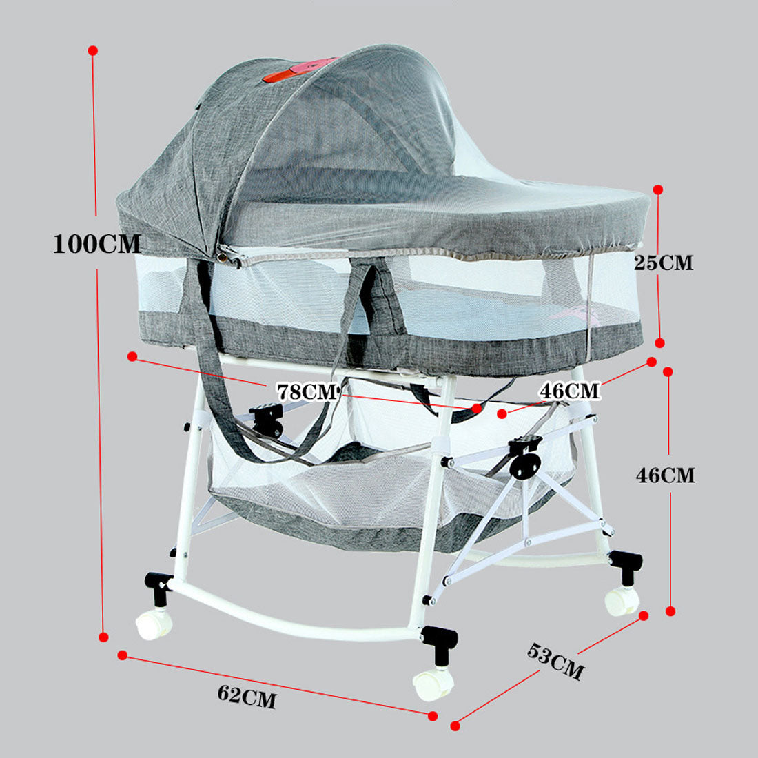 Baby newborn foldable movable outdoor portable Bassinet rocking Crib bed