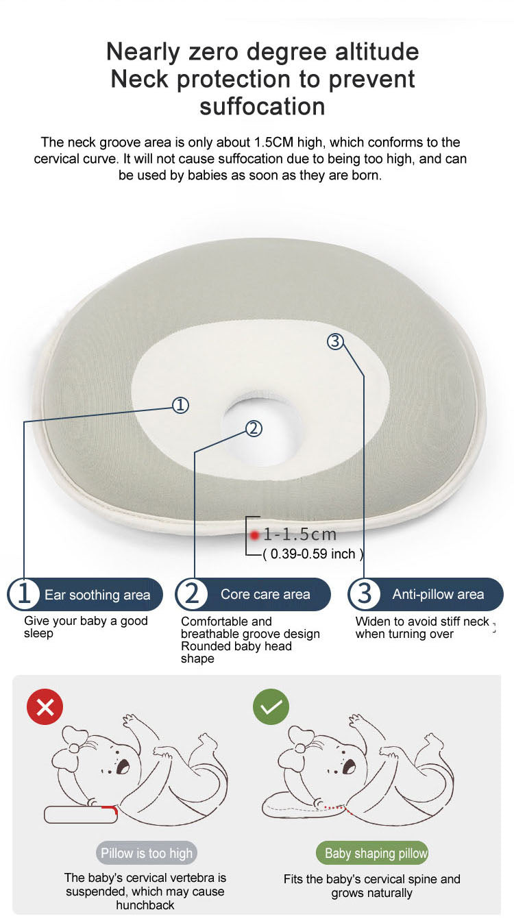 Baby Pillow For Anti Flat Head Memory Foam