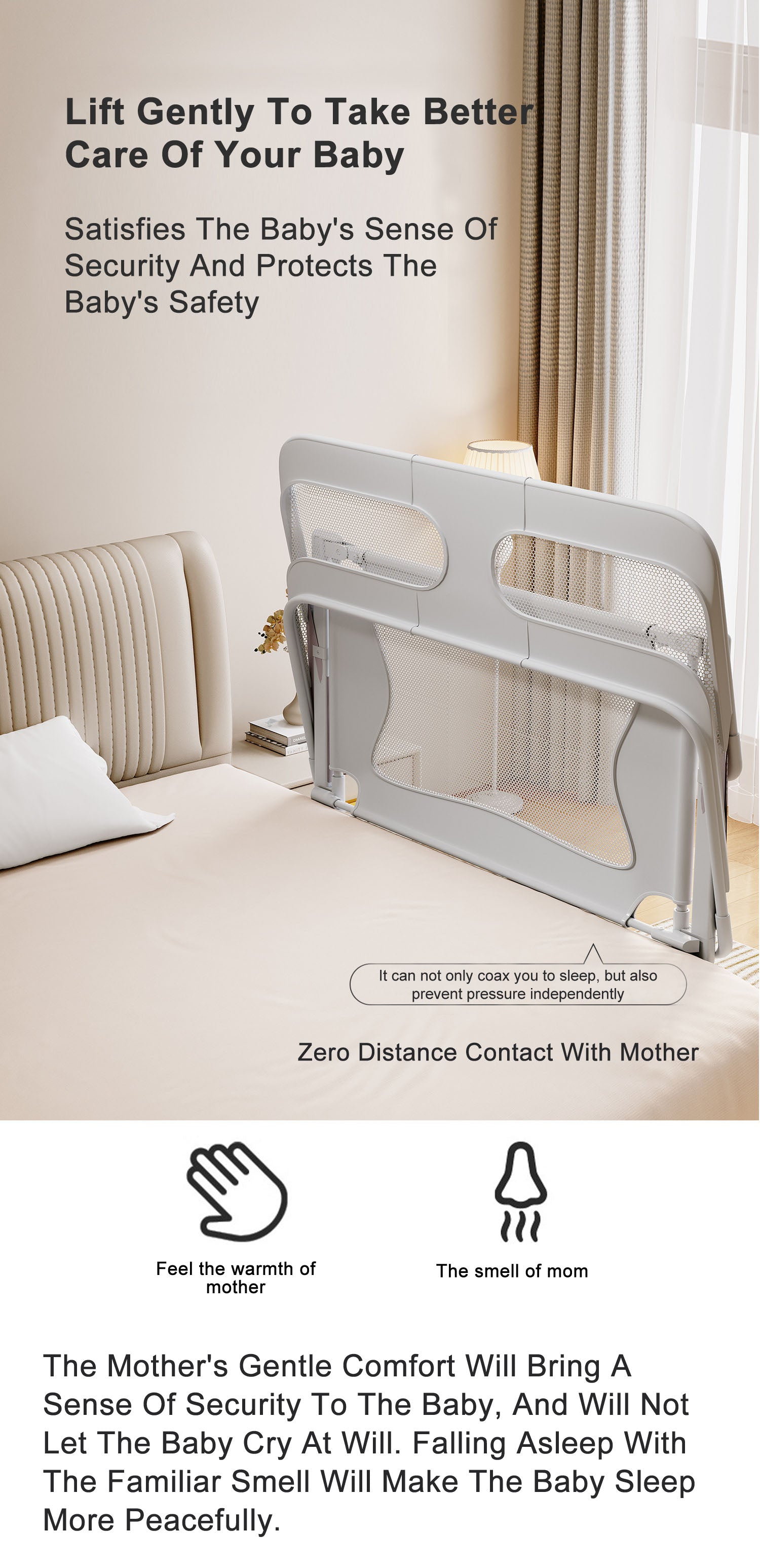 Baby Bedside Sleeper 3 in 1 Folding Portable Crib Breathable Safe Baby Bassinet