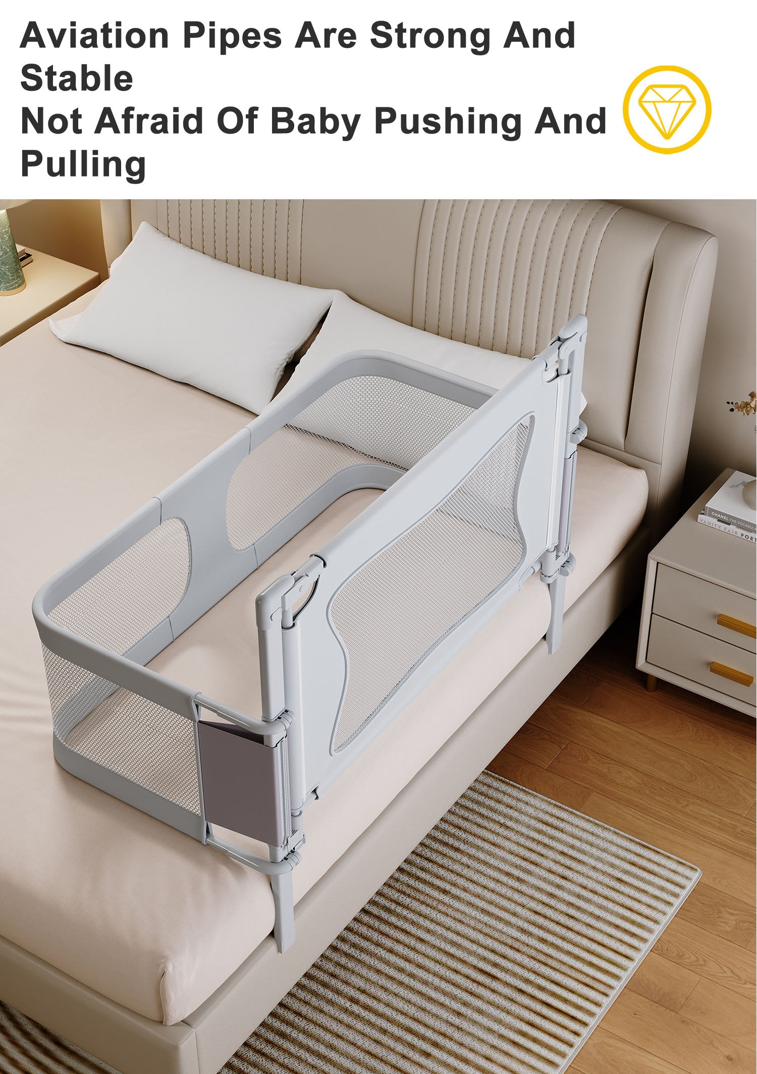 Baby Bedside Sleeper 3 in 1 Folding Portable Crib Breathable Safe Baby Bassinet