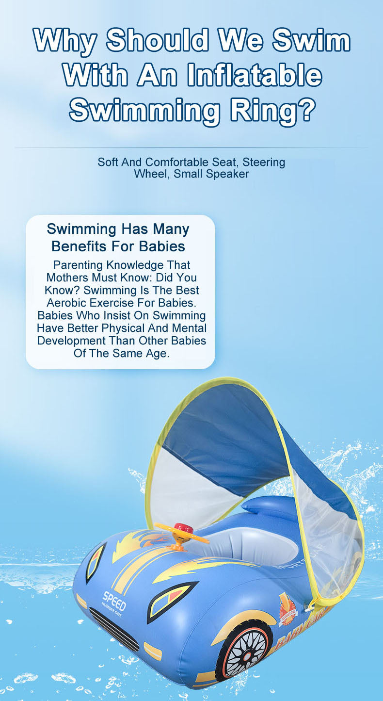 Baby Infant Swimming Pool float Sunshade Inflatable Sports Car Style