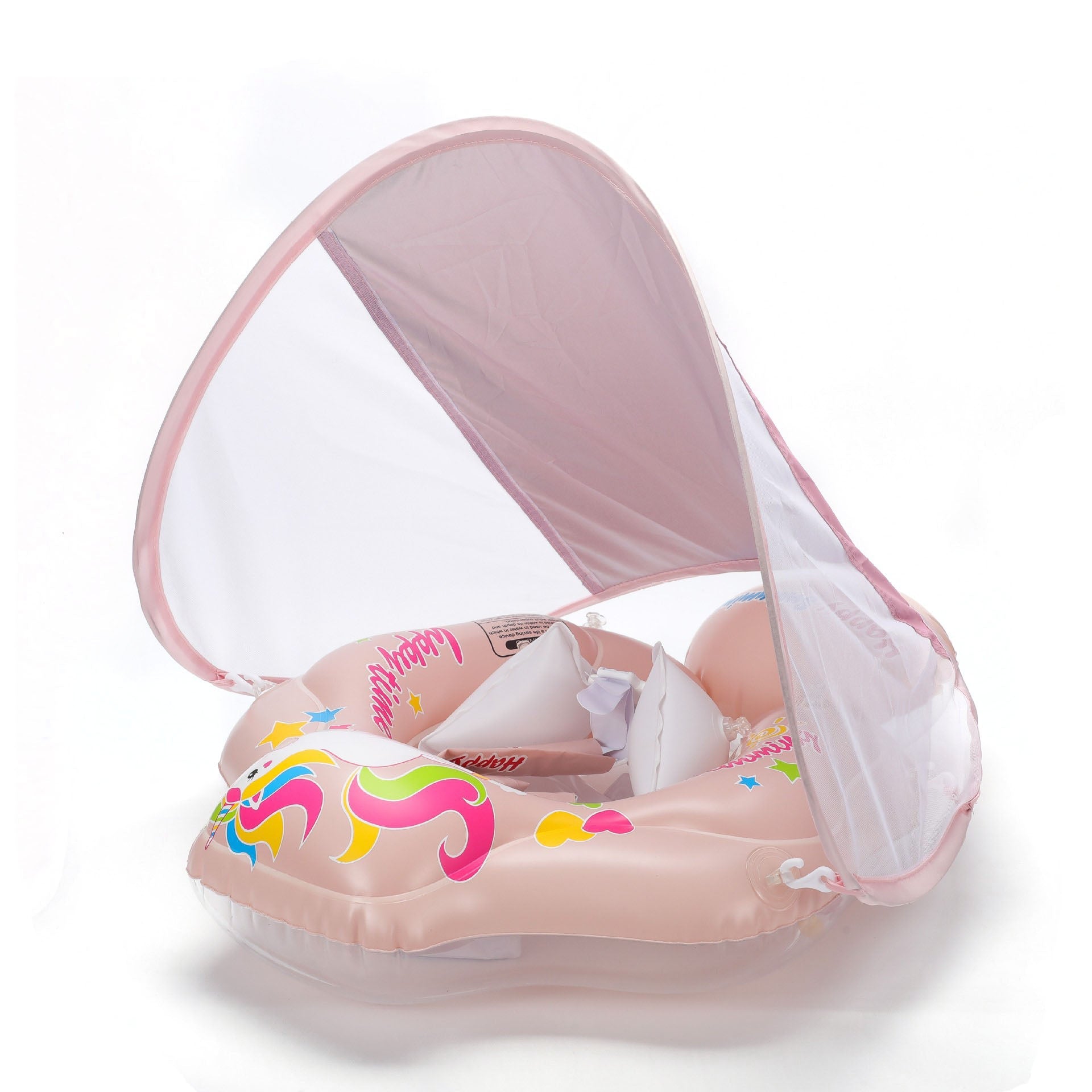Baby Infant Swimming Pool float seat Ring Anti-rollover Sunshade Inflatable