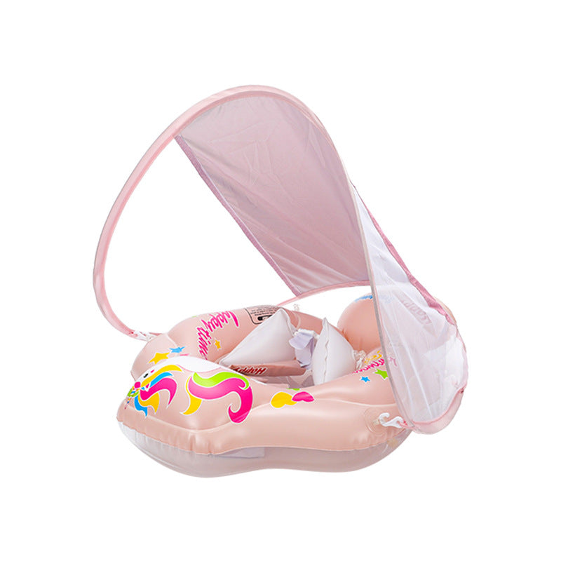 Baby Infant Swimming Pool float seat Ring Anti-rollover Sunshade Inflatable
