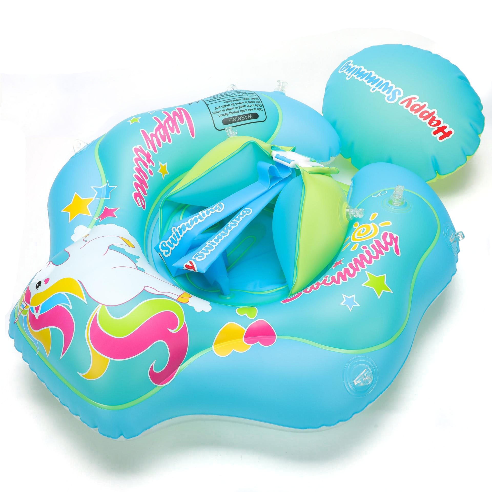 Baby Infant Swimming Pool float seat Ring Anti-rollover Sunshade Inflatable