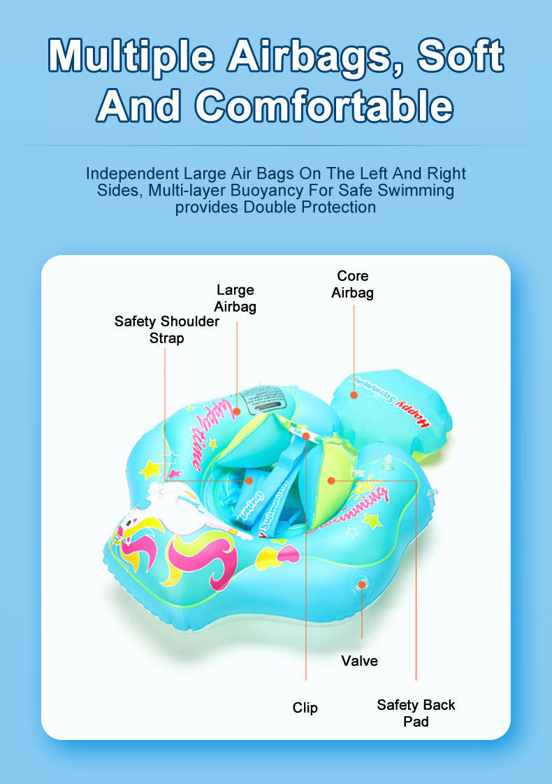 Baby Infant Swimming Pool float seat Ring Anti-rollover Sunshade Inflatable