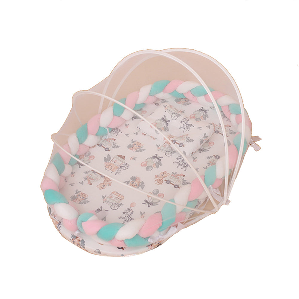 Baby spiral crib bedding set with mosquito net Cot bumper set portable