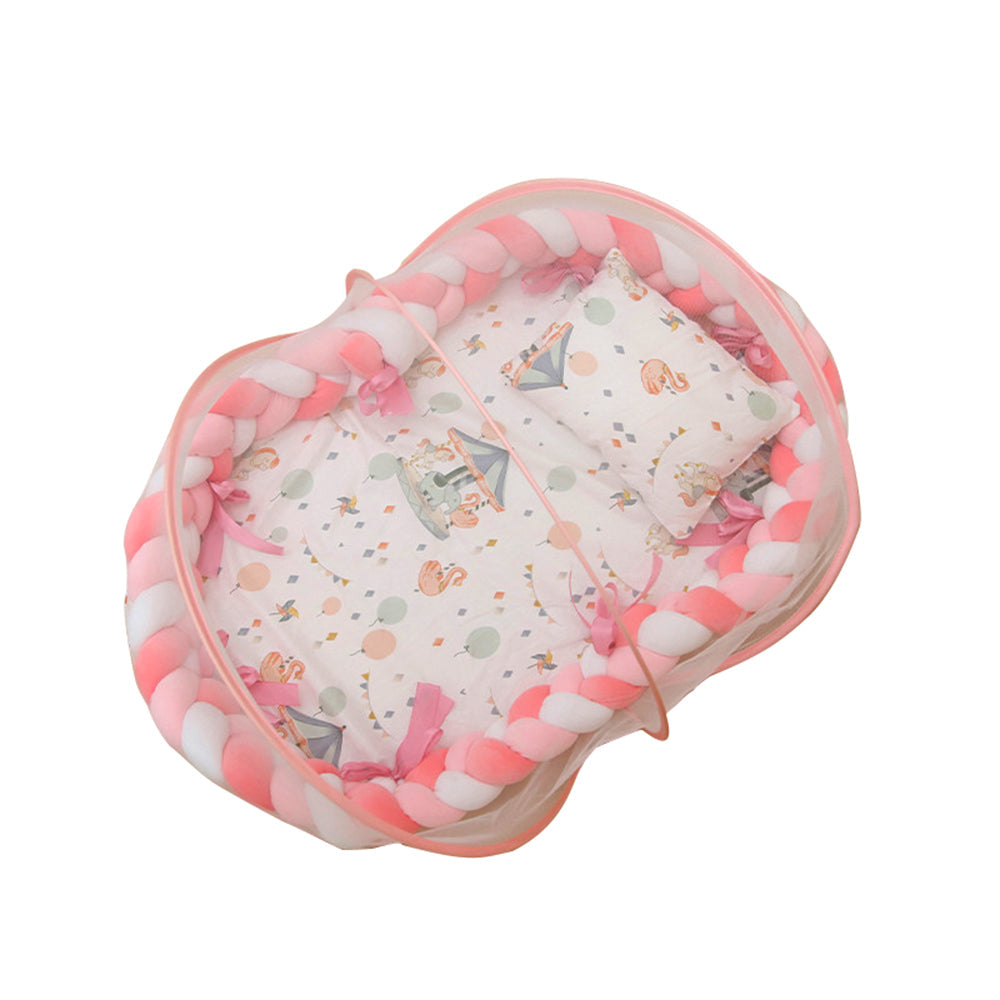 Baby spiral crib bedding set with mosquito net Cot bumper set portable