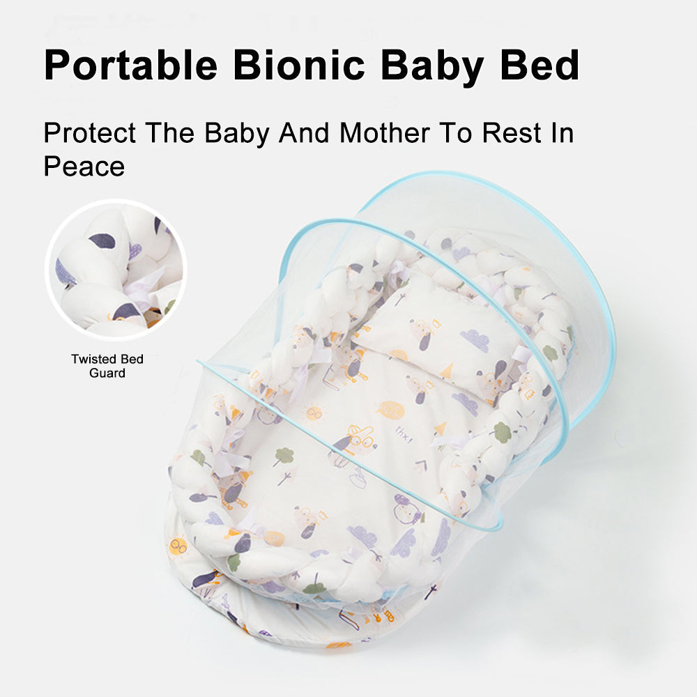 Baby spiral crib bedding set with mosquito net Cot bumper set portable