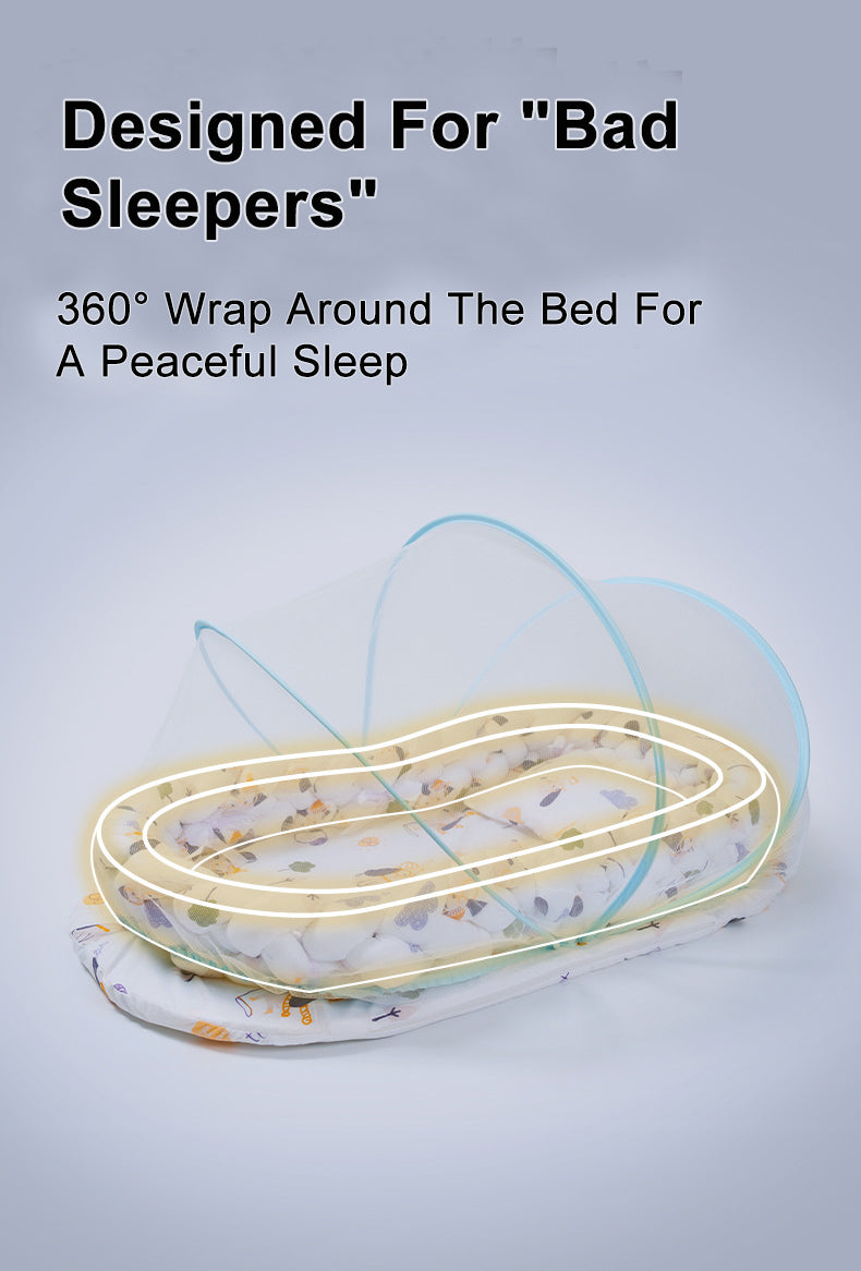 Baby spiral crib bedding set with mosquito net Cot bumper set portable