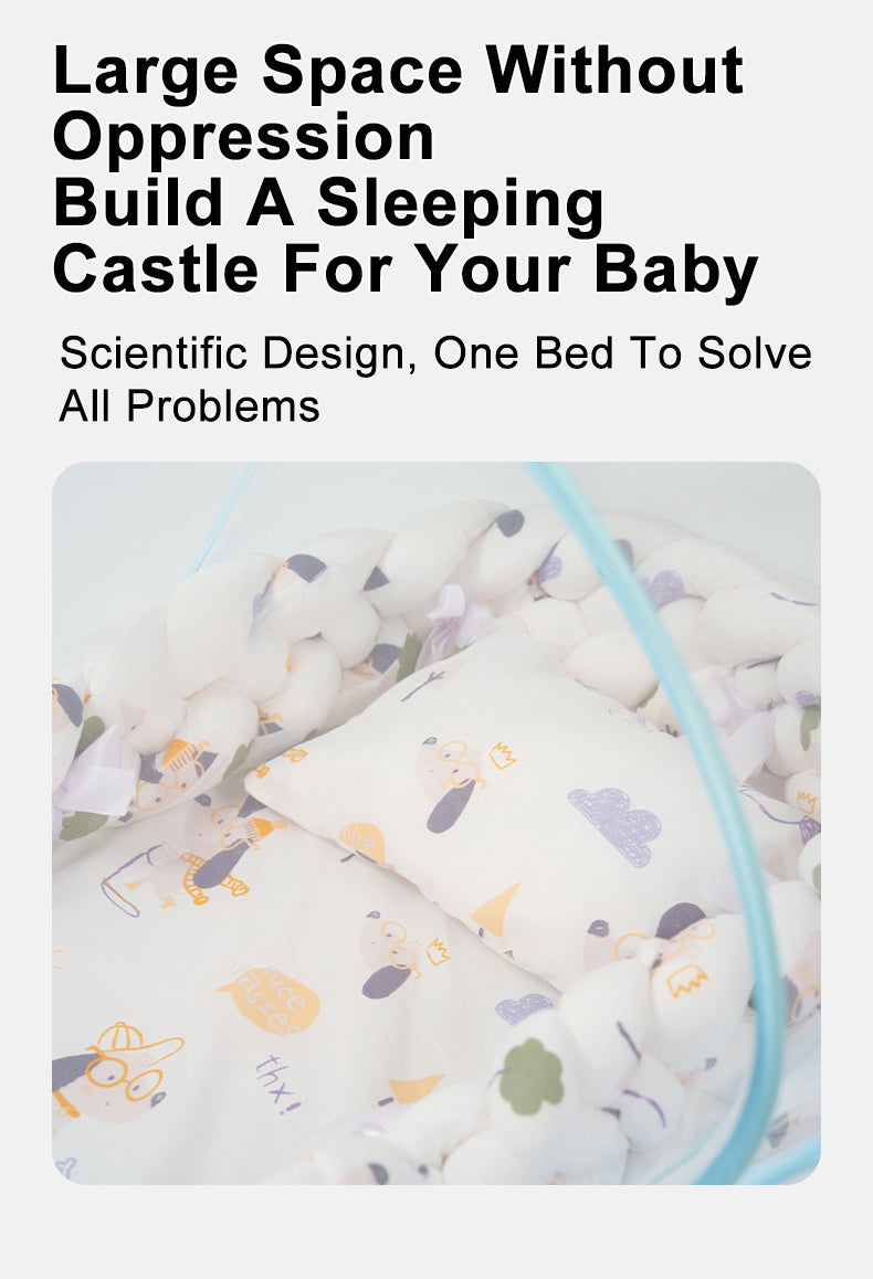 Baby spiral crib bedding set with mosquito net Cot bumper set portable