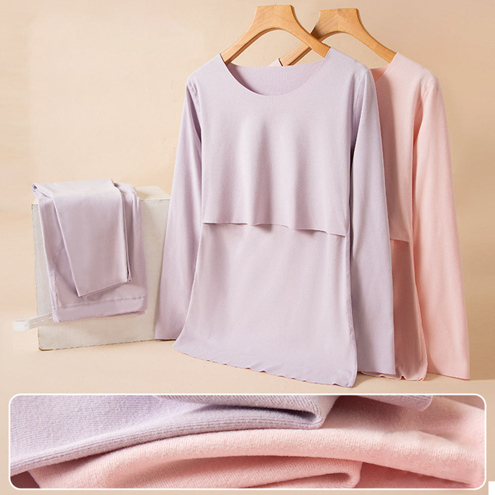 Postpartum Nursing Pajamas Set: Soft Breastfeeding Nightwear for Moms