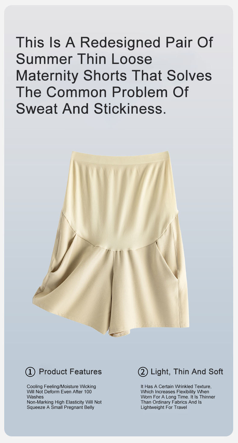 Anti-Slip Belly Support Shorts: Loose Thin Yoga Pants for Active Moms