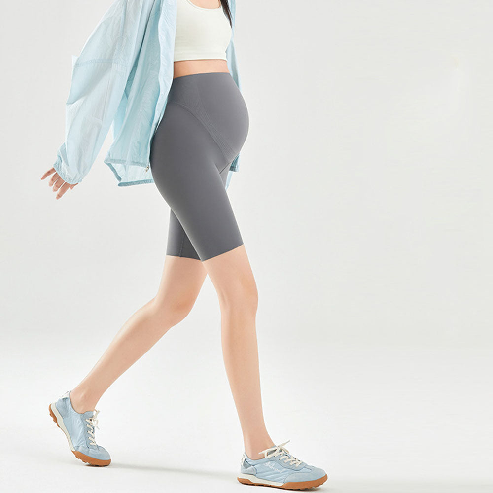 Anti-Slip Belly Support Leggings Mid-length | Full Coverage for Active Moms