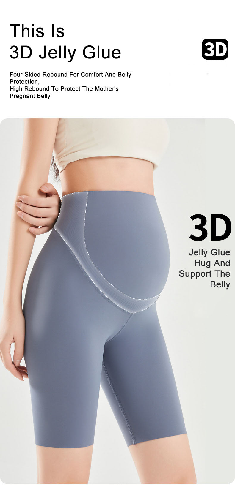 Anti-Slip Belly Support Leggings Mid-length | Full Coverage for Active Moms