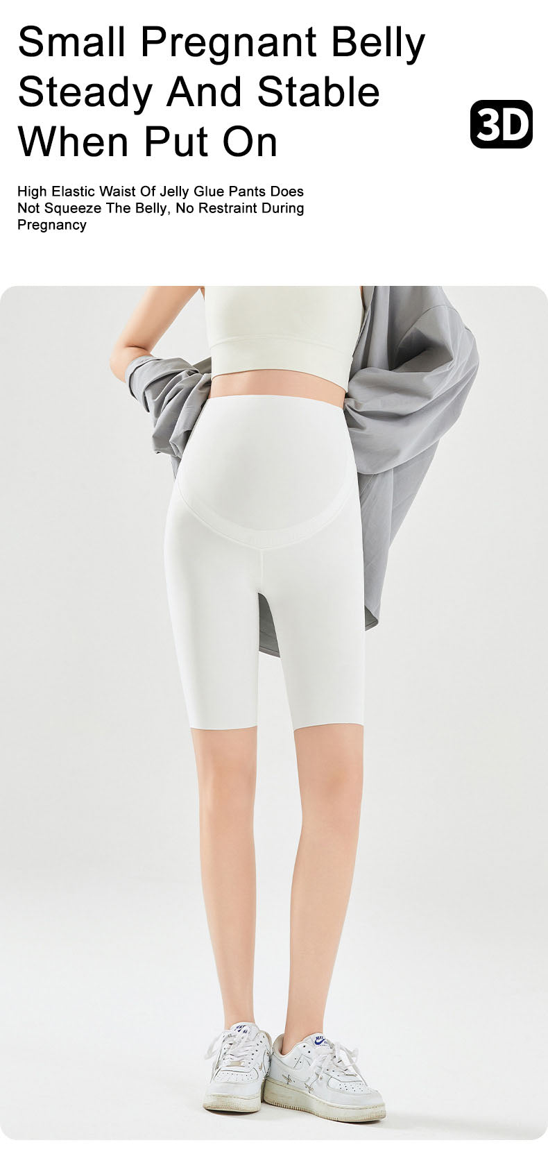 Anti-Slip Belly Support Leggings Mid-length | Full Coverage for Active Moms