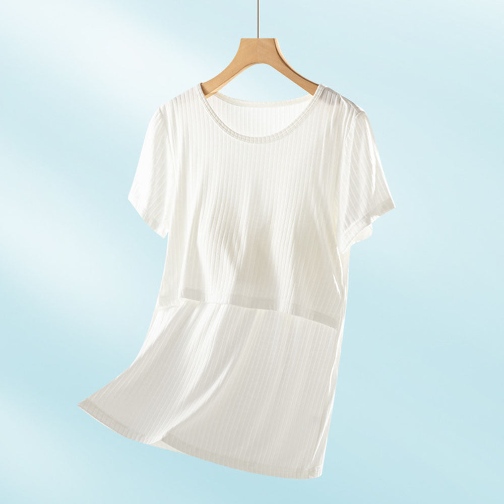 Short Sleeve Nursing Pajama Set: Button Down Sleepwear for Moms & Bump