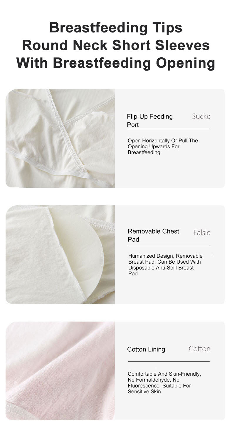 Short Sleeve Nursing Pajama Set: Button Down Sleepwear for Moms & Bump