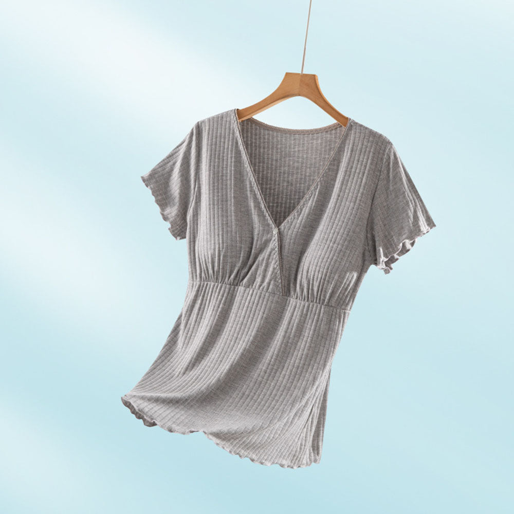 Short Sleeve Nursing Pajama : Button Down Sleepwear for Moms & Bump