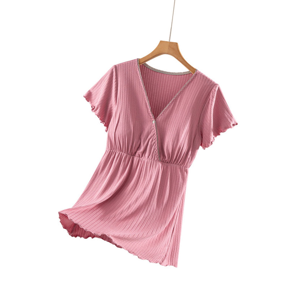 Short Sleeve Nursing Pajama : Button Down Sleepwear for Moms & Bump