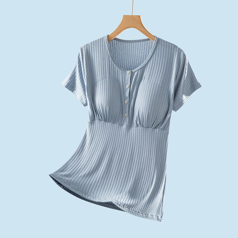 Nursing Tops Short-Sleeved T-shirts Large-size Front buttoning For Active Mom