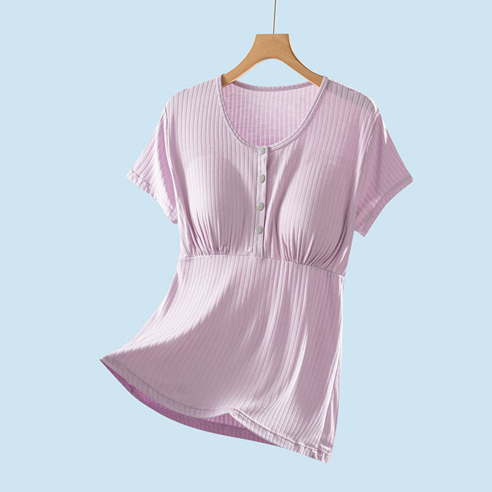 Nursing Tops Short-Sleeved T-shirts Large-size Front buttoning For Active Mom