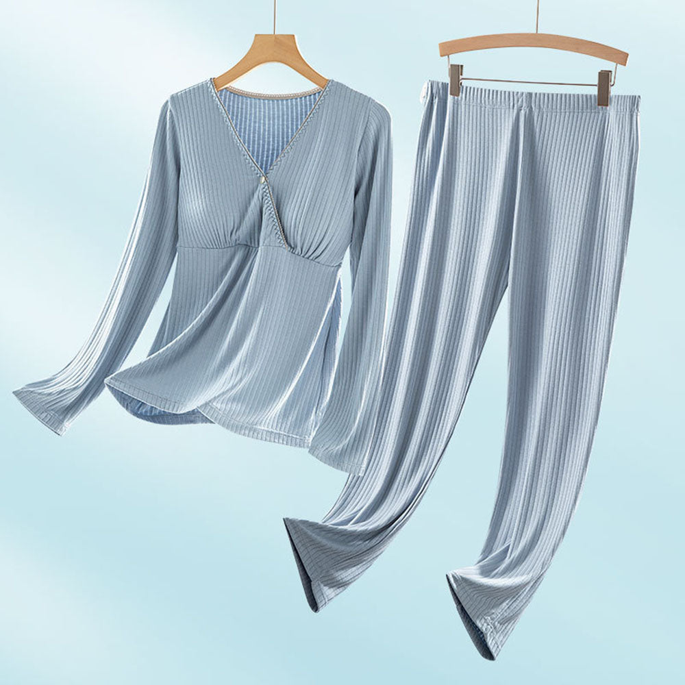 Nursing Long-sleeved Pajamas Suit Breastfeeding Home Wear