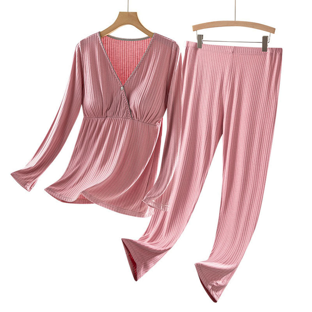 Nursing Long-sleeved Pajamas Suit Breastfeeding Home Wear