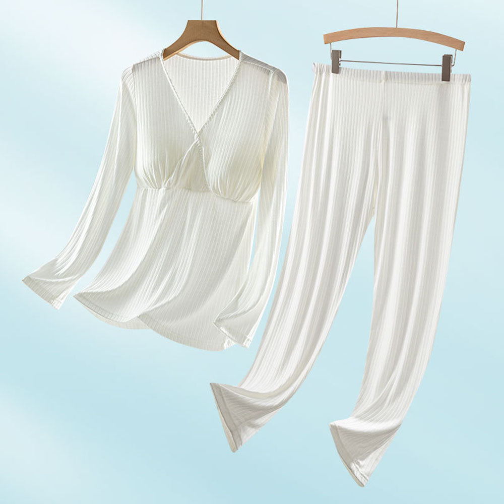 Nursing Long-sleeved Pajamas Suit Breastfeeding Home Wear