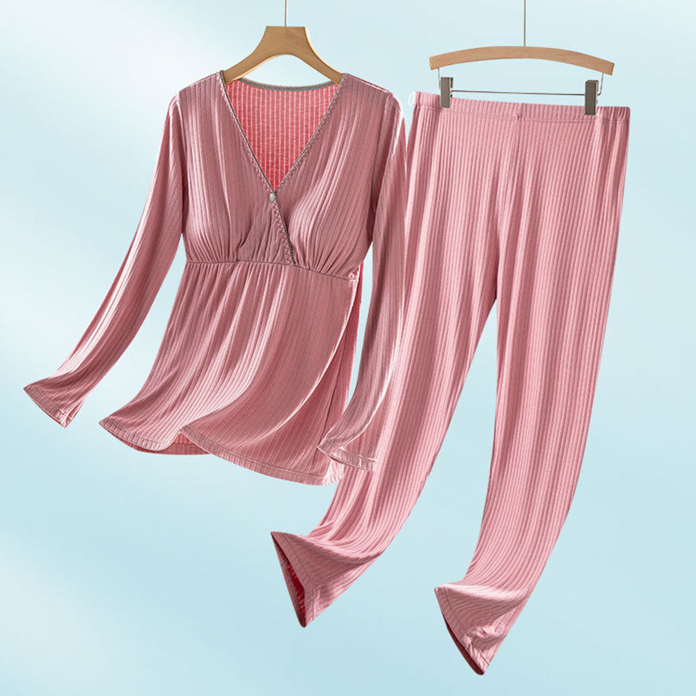 Nursing Long-sleeved Pajamas Suit Breastfeeding Home Wear
