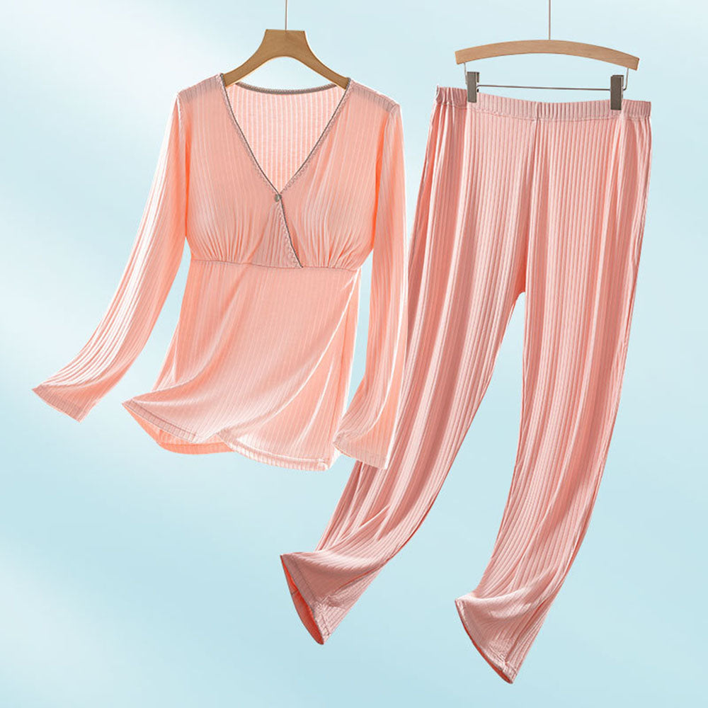 Nursing Long-sleeved Pajamas Suit Breastfeeding Home Wear