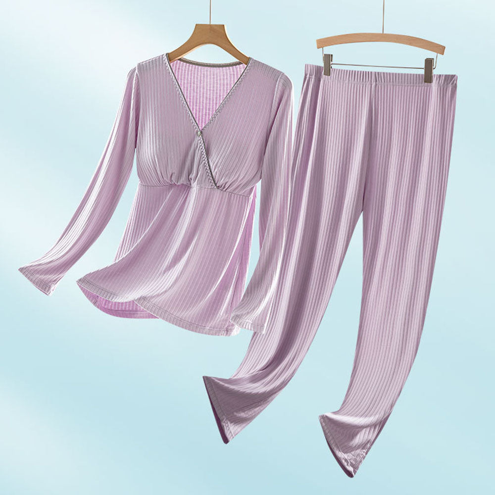 Nursing Long-sleeved Pajamas Suit Breastfeeding Home Wear