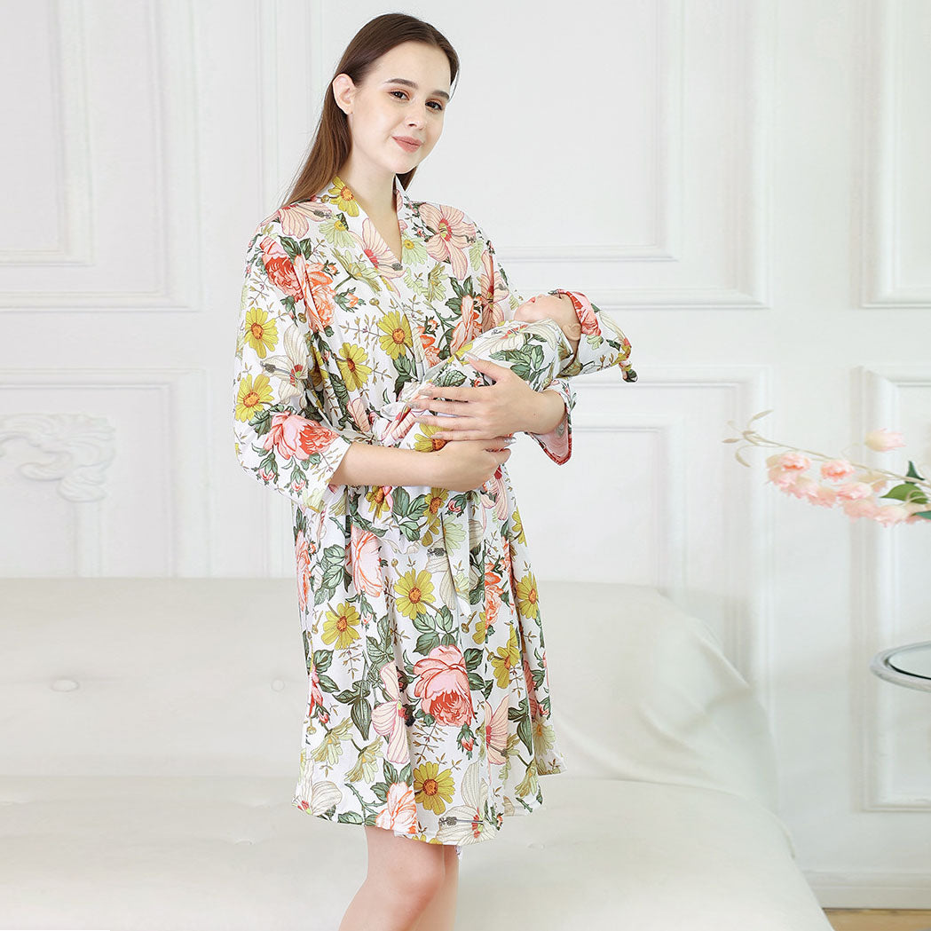 Mom Baby Matching Set: Cozy Swaddle Robe