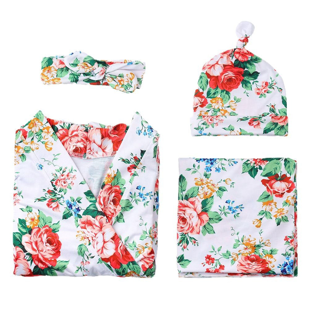 Mom Baby Floral Matching Set: Cozy Robe Swaddle