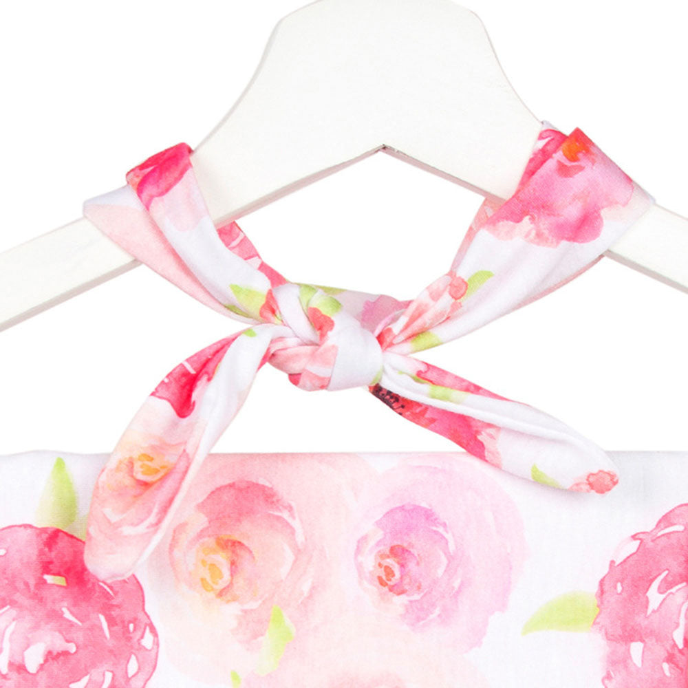 Matching Set Baby Swaddle & New Mom Robe Soft Cotton Floral Print