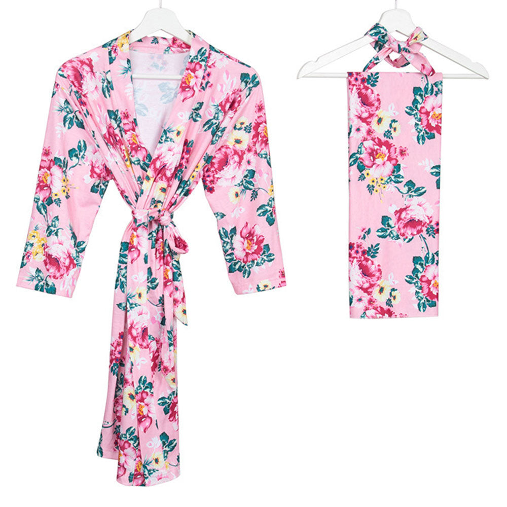 Mom Baby Matching Floral Set: Cozy Robe Swaddle