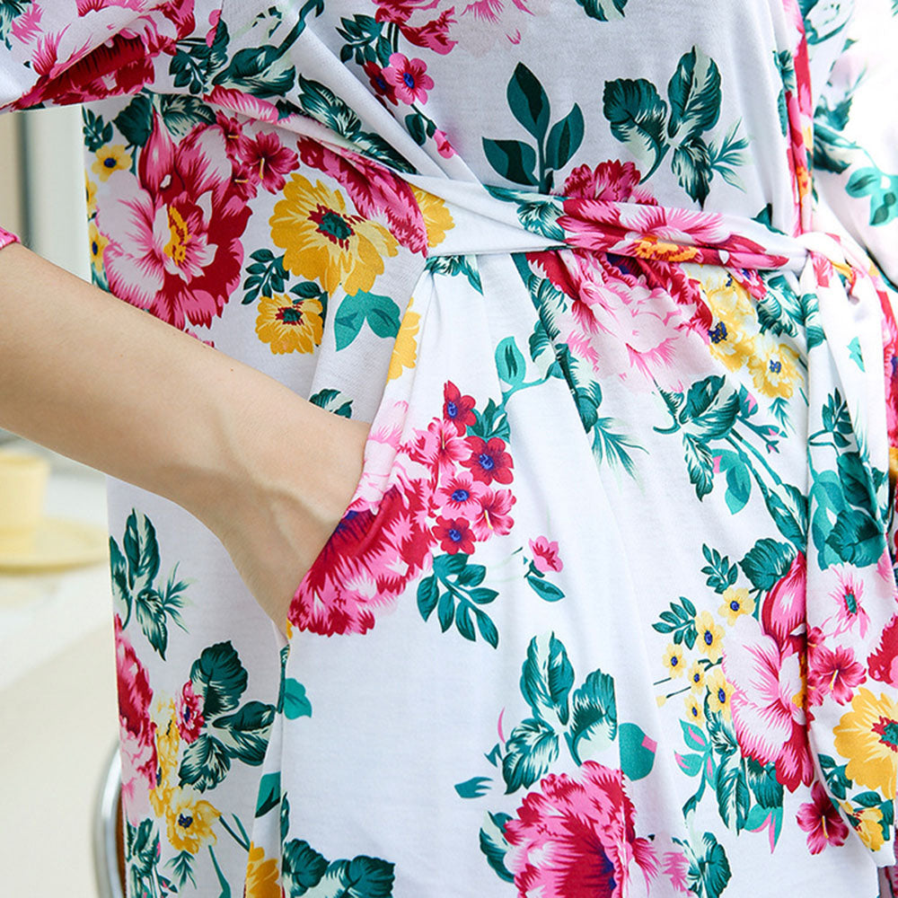 Mom Baby Matching Floral Set: Cozy Robe Swaddle
