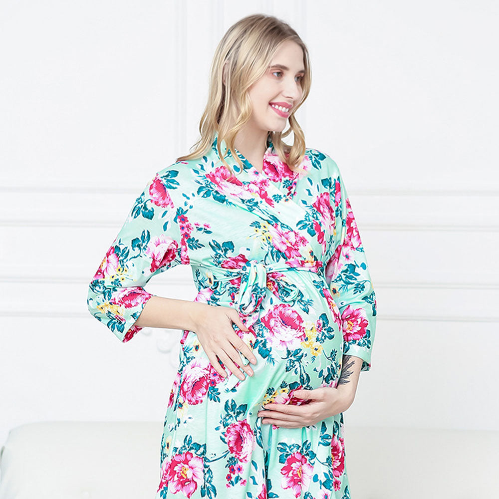 Mom Baby Matching Floral Set: Cozy Robe Swaddle