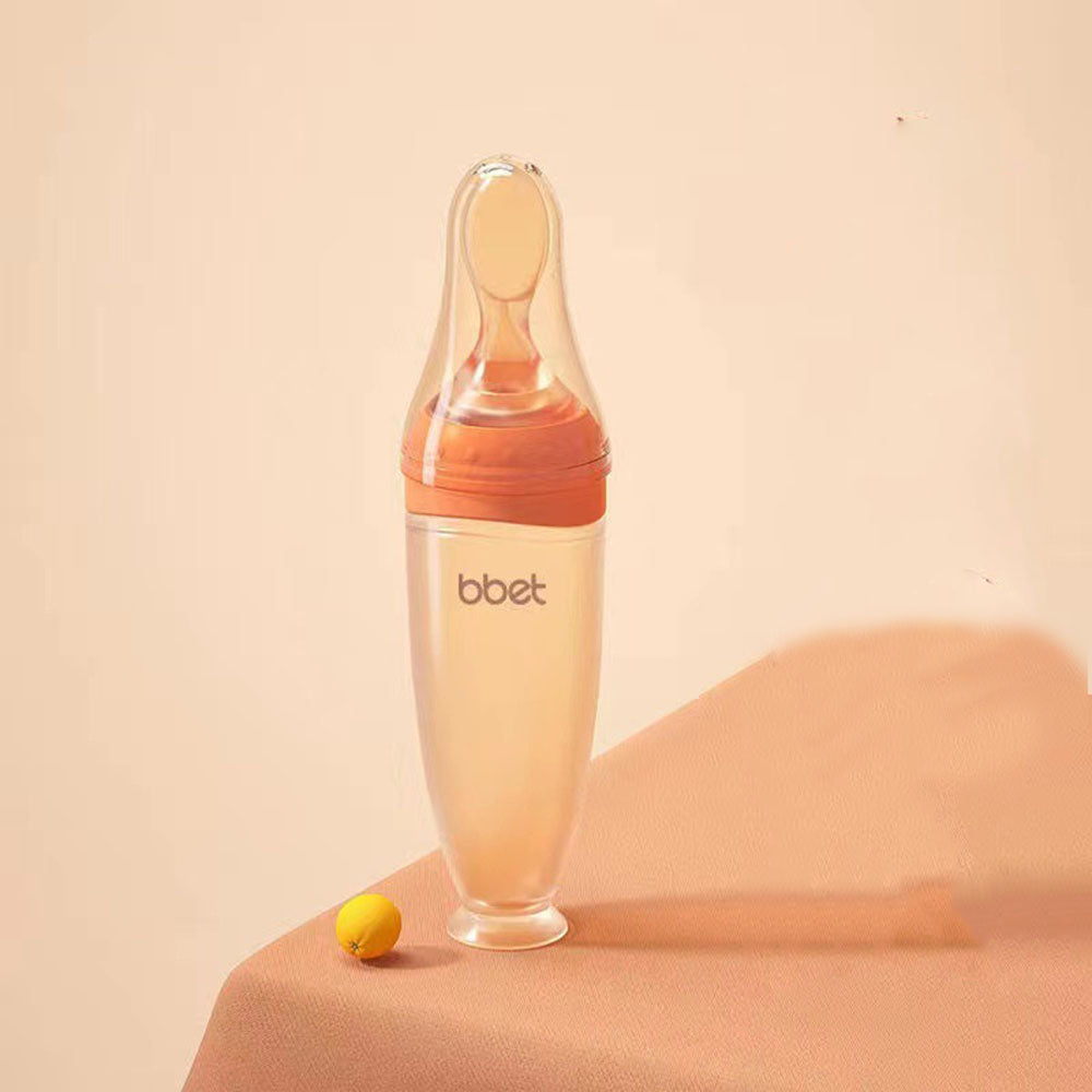 Baby silicone food feeder squeeze type anti-choking baby food spoon