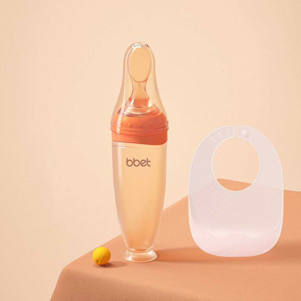 Baby silicone food feeder squeeze type anti-choking baby food spoon