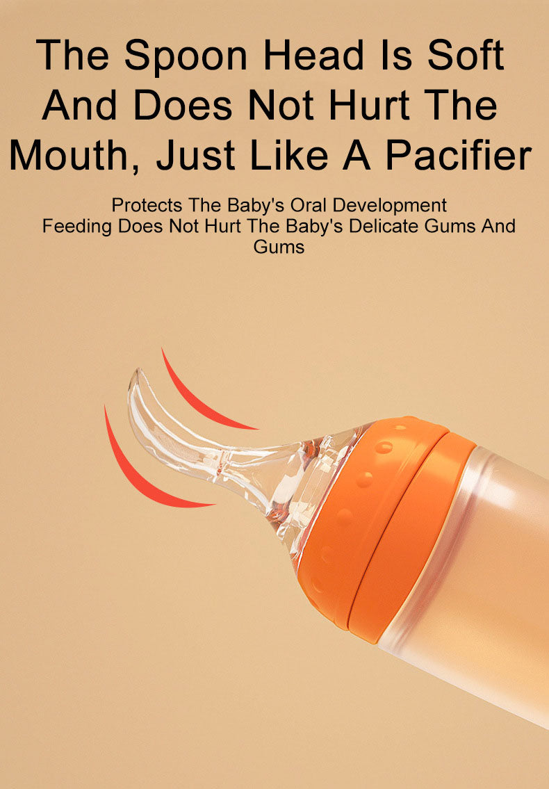 Baby silicone food feeder squeeze type anti-choking baby food spoon