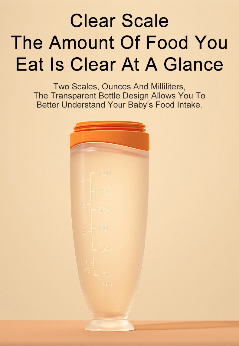 Baby silicone food feeder squeeze type anti-choking baby food spoon