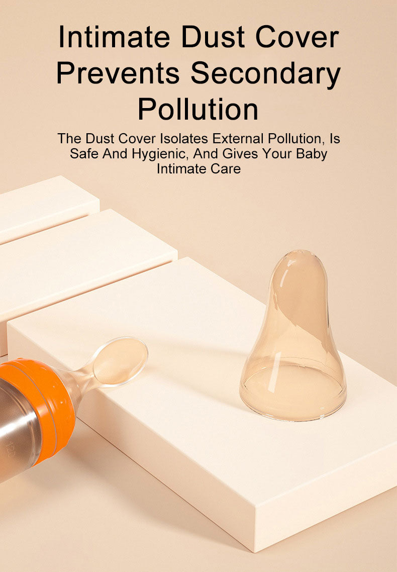 Baby silicone food feeder squeeze type anti-choking baby food spoon