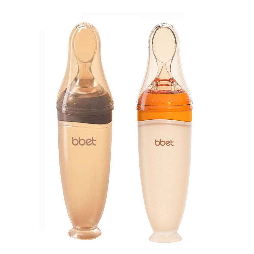 Baby silicone food feeder squeeze type anti-choking baby food spoon