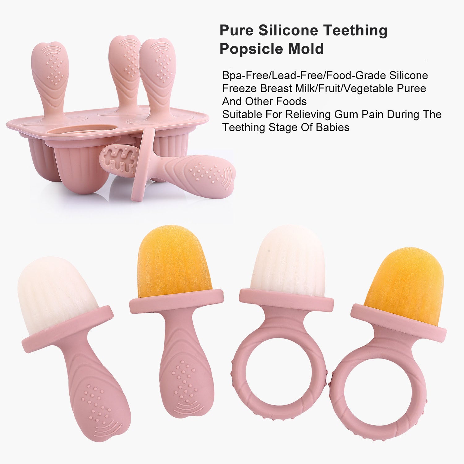 Silicone Baby teething food supplement chewy teething popsicle ice cream popsicle mold