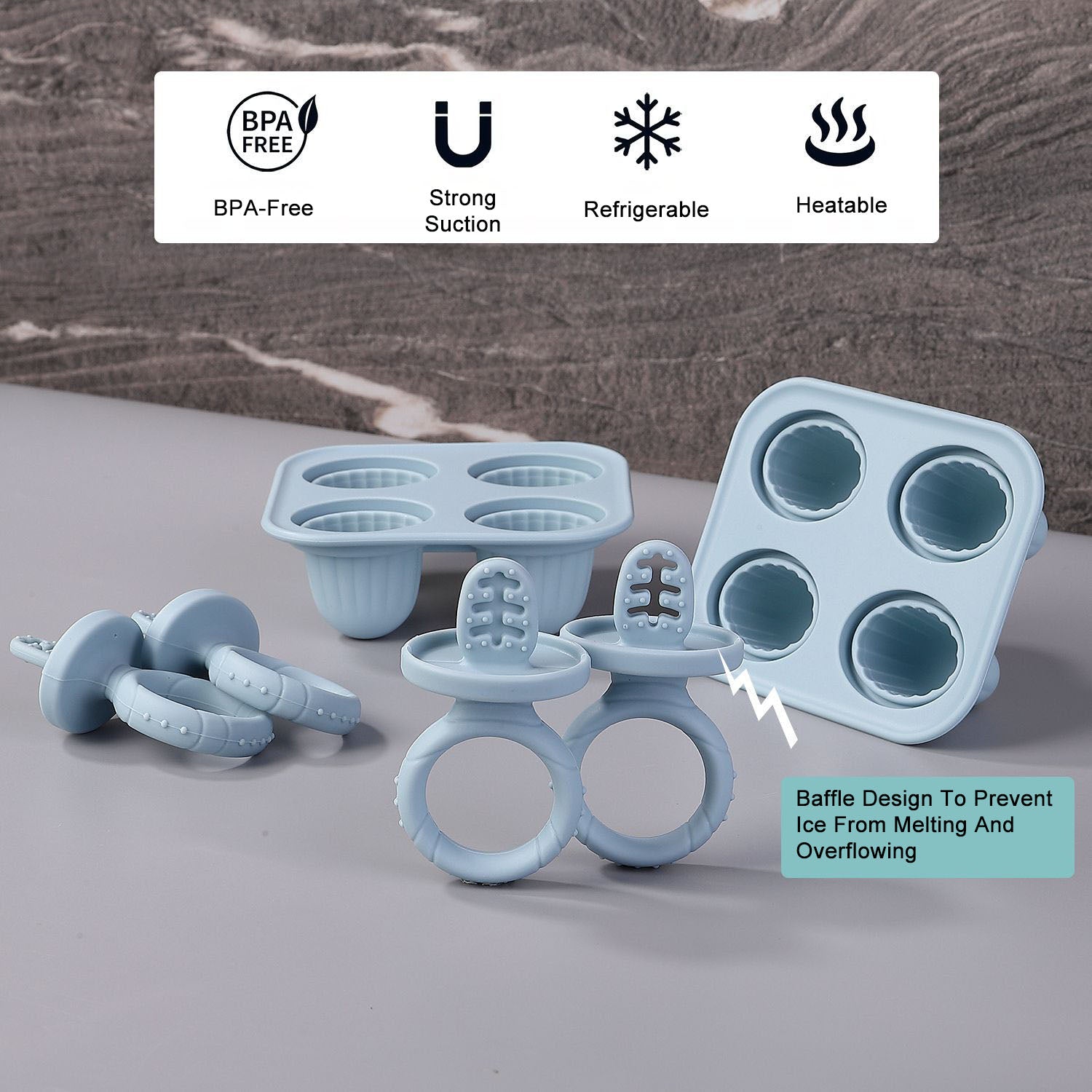 Silicone Baby teething food supplement chewy teething popsicle ice cream popsicle mold