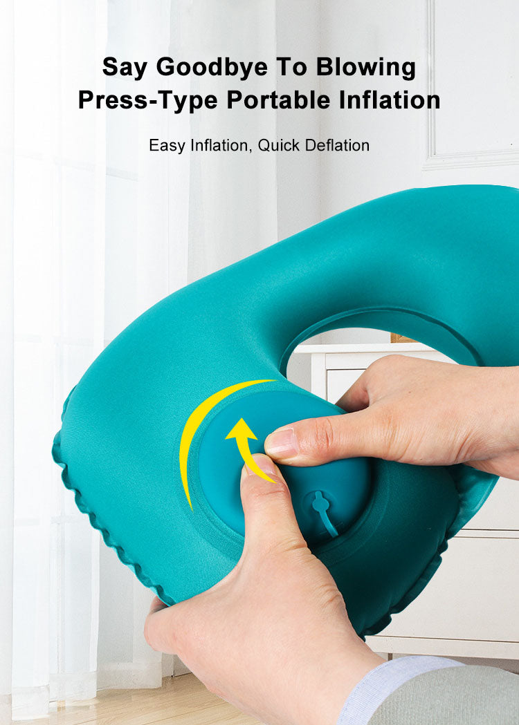 Inflatable U-shaped pillow airplane travel three-piece set nap neck pillow