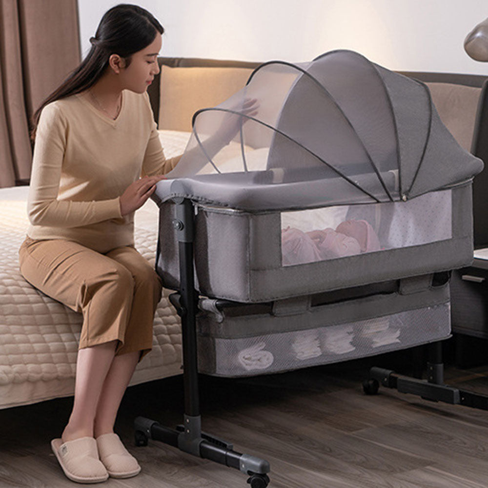Baby Newborn Bed Splicing Large Rocking Cradle Bed Multifunctional Movable Foldable
