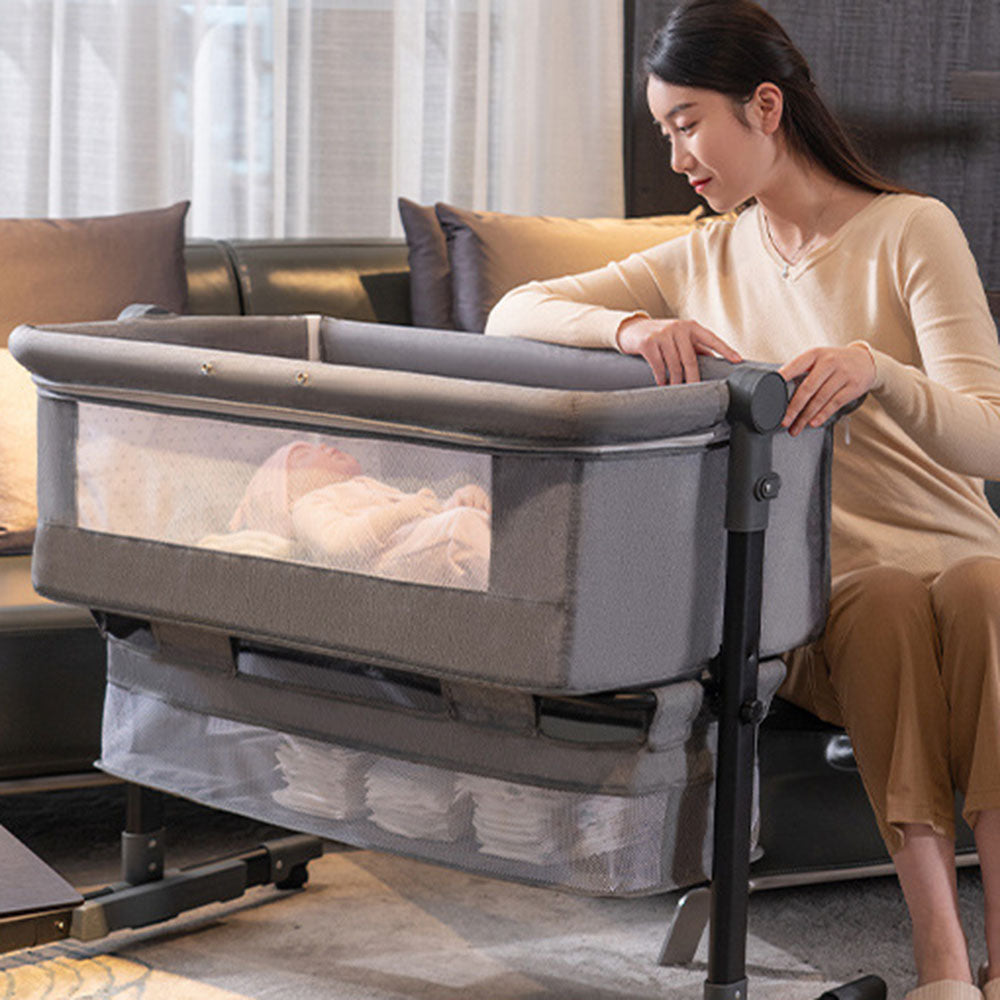 Baby Newborn Bed Splicing Large Rocking Cradle Bed Multifunctional Movable Foldable